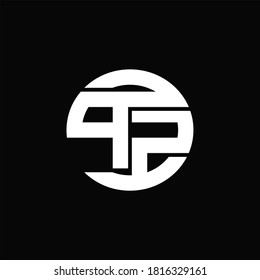 PZ Logo monogram with rounded line swipe design template on black background