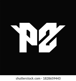 PZ Logo monogram with single wings design template on black background