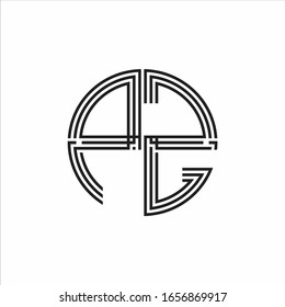 PZ Logo monogram triple ribbon style line design template isolated on white background