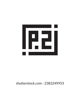 PZ minimalist geometric symbol logo in high quality professional design that will print well across any print media