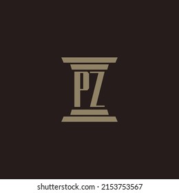 PZ monogram initial logo for lawfirm with pillar design