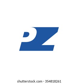 PZ negative space letter logo blue