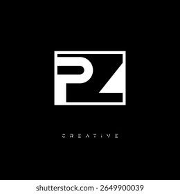 PZ Negative Space Monogram – Minimalist Black and White Letter mark Logo for Creative Branding, Fashion Identity and Modern Design Concepts

