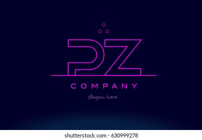 pz p z letter alphabet text pink purple dots contour line creative company logo vector icon design template