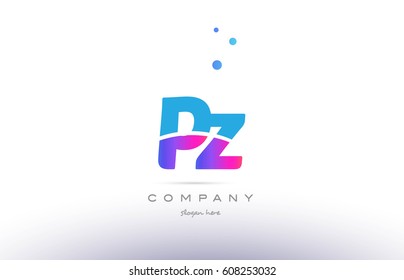 pz p z  pink purple blue white uppercase lowercase modern creative alphabet gradient company letter logo design vector icon template