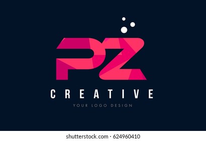 PZ P Z Purple Letter Logo Design with Low Poly Pink Triangles Concept