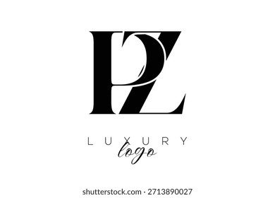 Logotipo de la tipografía del monograma de la letra de PZ Serif para la identidad elegante de la marca de Premium