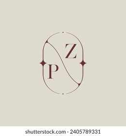 PZ wedding classic in elegant monogram with high quality professional design that will print well