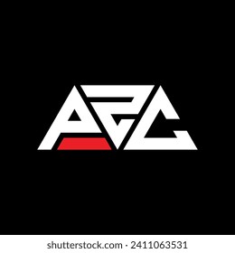 PZC triangle letter logo design with triangle shape. PZC triangle logo design monogram. PZC triangle vector logo template with red color. PZC triangular logo Simple, Elegant, and Luxurious design.