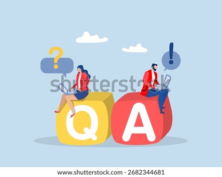Q and A, question and answer concept, business people working on dialog with question and answer, AQ, frequently asked question, information and advice vector.