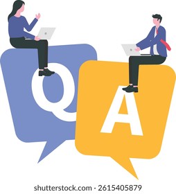 Q and A, question and answers, FAQ frequently asked question, information or solution to solve problem, resolution or advice concept, business people working on dialog with question and answer.

