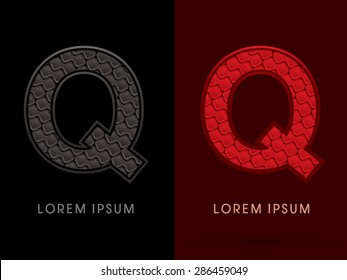 Q, Abstract Font, Text, Typography, concept luxury hot and dark, red and black, pattern, graphic vector.
