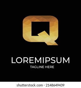 Q abstract gold logo design vector