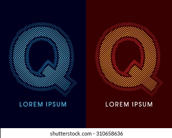 Q ,abstract luxury font, Designed using cool and hot colors, line square, geometric shape, graphic vector.