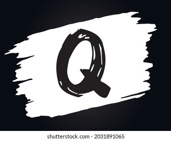Q - Alfabeto con efecto de pincel y fondo negro.