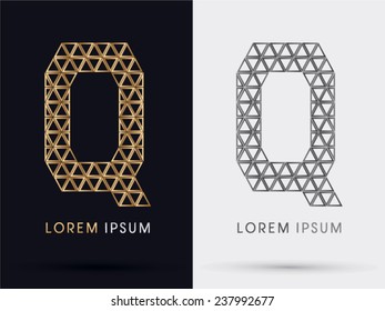 Q alphabet font from Gold triangle, logo, symbol, icon, graphic, vector .