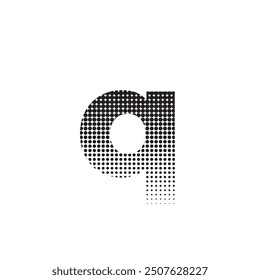 Ilustración vectorial de icono de logotipo de efecto punteado de semitono de alfabeto Q
