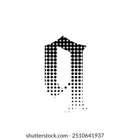Ilustración vectorial de icono de logotipo de efecto punteado de semitono de alfabeto Q