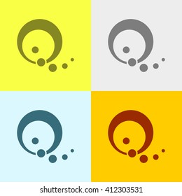Q Alphabet Icon on Four Different Backgrounds. Eps-10.