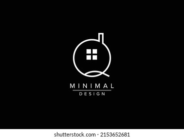Q alphabet letter icon with house or home real estate logo