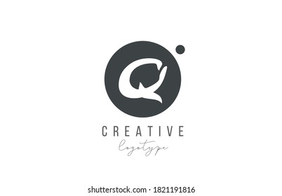 Q alphabet letter logo icon in black and white color. Creative circle design for business and company 