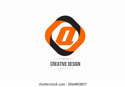 Q alphabet letter logo icon in orange colour. Design for company and business