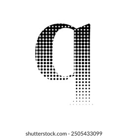 q alphabet serif halftone dotted effect logo icon vector illustration eps