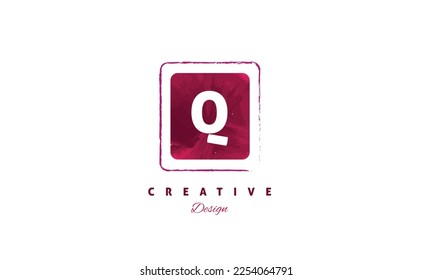 Q alphabet vector logo icon with premium water color brush design. Minimalist trendy vector logo design