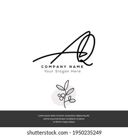 A Q AQ Initial letter handwriting and signature logo. Beauty vector initial logo .Fashion, boutique, floral and botanical
