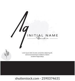 A Q AQ Initial letter handwriting and signature logo. Beauty vector initial logo .Fashion, boutique, floral and botanical
