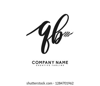 Q B Initial Handwriting Logo Template Vector