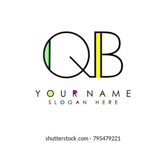 Q & B initial minimalist logo template vector