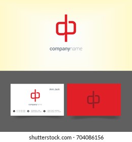Q B joint logo design vector with business card template