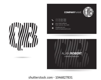 Q & B joint logo waves letter design with business card template