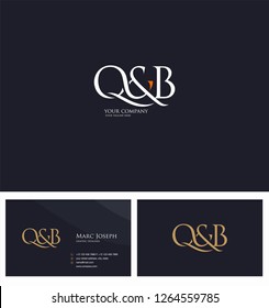 Q & B letters Joint logo icon and Business card vector template.