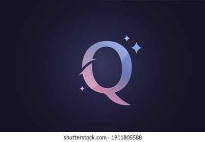 Q beautiful alphabet letter logo for business and company in gradient blue pink. Creative lettering and corporate identity. Branding icon design