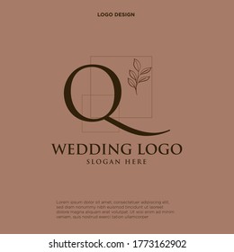 Q Beauty vector initial logo, handwriting logo of initial signature, wedding, fashion, jewerly, boutique, floral and botanical with creative template for any company or business.