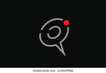 Q black and white alphabet letter logo icon design with red dot. Creative template for business and company 