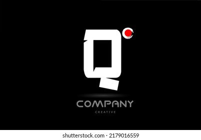Q black and white alphabet letter logo icon design with japanese style lettering. Creative template for company and business with red dot