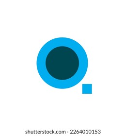 Q blue geometry letter icon