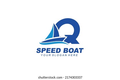 Q Boat logo design inspiration. Vector letter template design for brand.