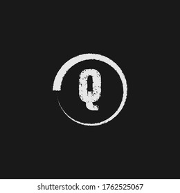  Q brush stroke letter alphabet logo icon design template in black and white for business