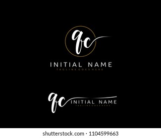 Q C Initial handwriting logo vector. Hand lettering for designs.
