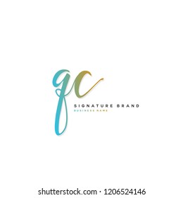Q C QC Initial letter handwriting and  signature logo concept design