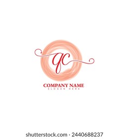 Q C QC Initial logo template vector and water color QC letter logo