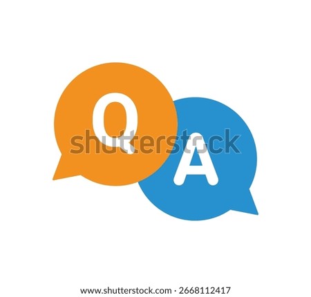 Q and A chat bubble icons representing question and answer, discussion, support, conversation, communication, help service, customer assistance, and online forum interaction