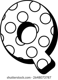 Q Ilustración vectorial tipográfica infantil