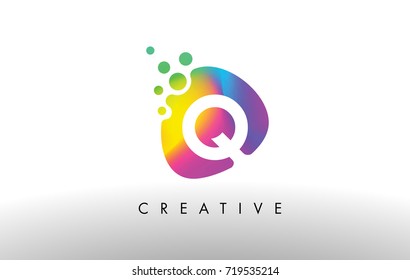 Q Colorful Logo Design Shape. Purple Abstract Shape Letter Icon Vector.