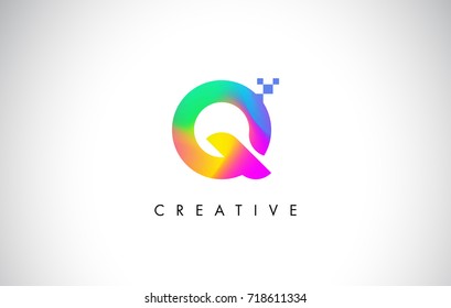 Q Colorful Logo Letter Design Vector. Creative Rainbow Gradient Letter Icon Illustration.