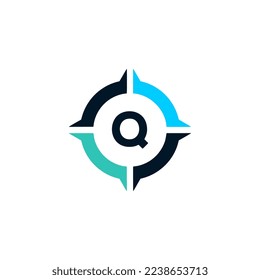 Q Compass 5 icon logo design vector